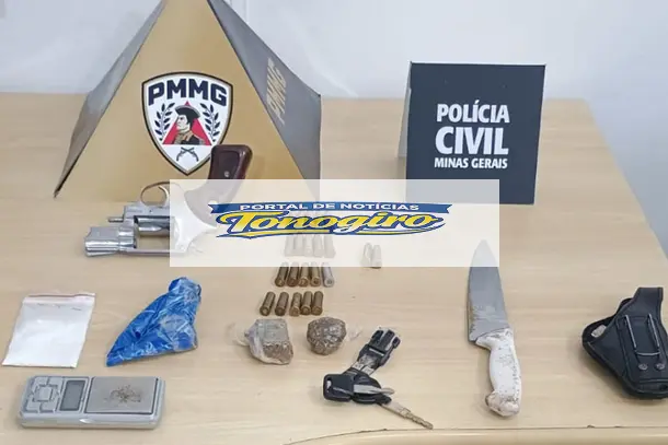 Ação conjunta das polícias apreende arma, drogas e veículos em Poços de Caldas
