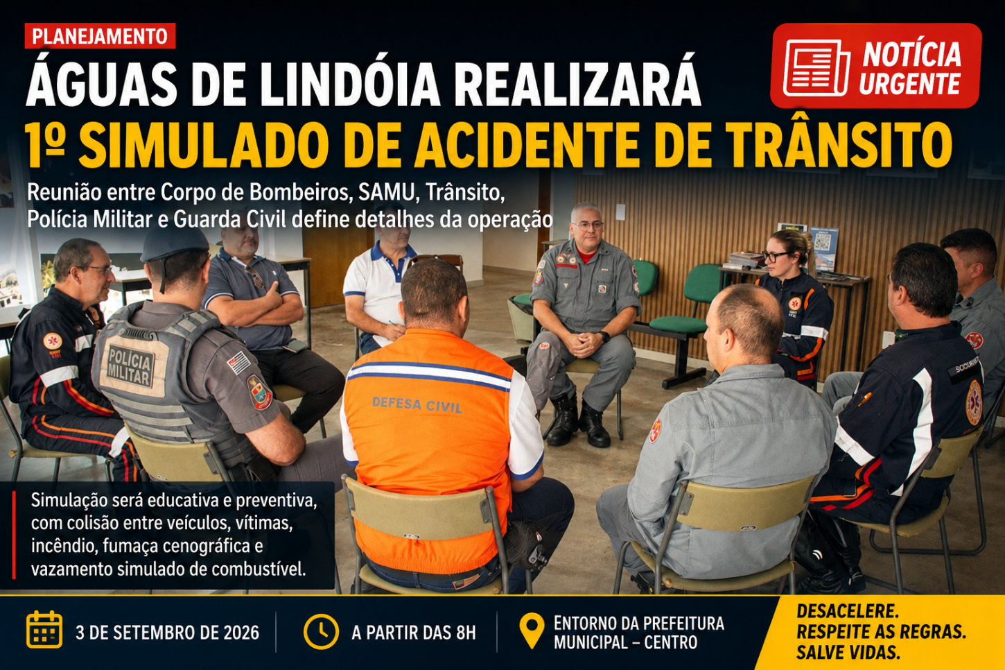 Águas de Lindóia planeja 1º simulado de acidente de trânsito no Centro