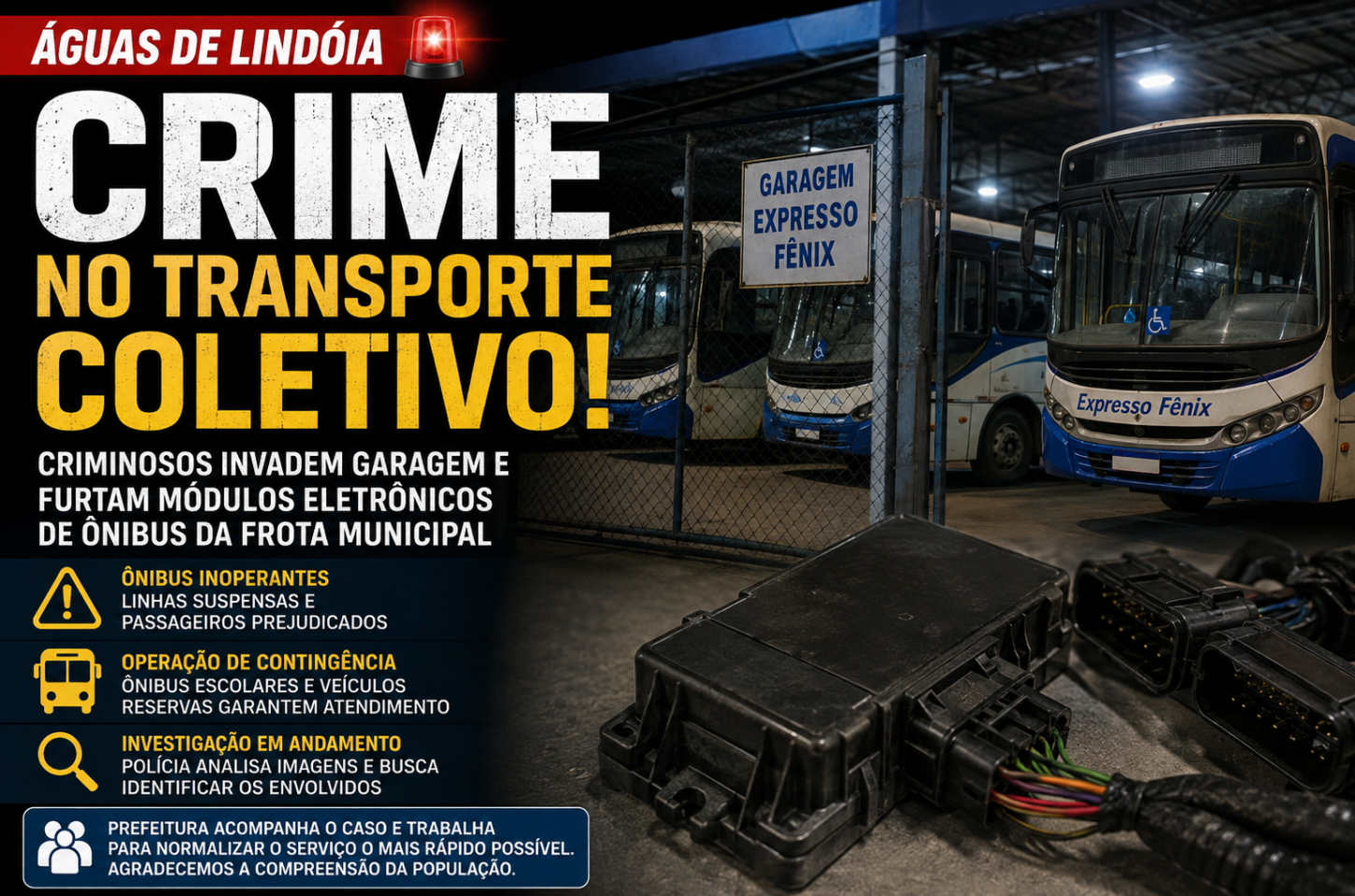 Furto de módulos afeta transporte coletivo em Águas de Lindóia nesta quarta