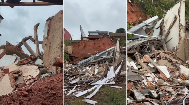 Nove pessoas seguem fora de casa após deslizamento de terra atingir imóveis em Jacutinga, MG