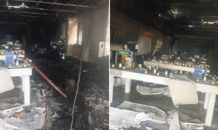 Incêndio atinge loja Magazine Luiza no centro de Poços de Caldas
