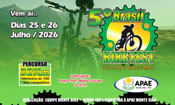 Monte Sião sedia 5º Brasil Bike Fest – Cicloturismo em 2026 com foco social nos dias 25 e 26 de julho