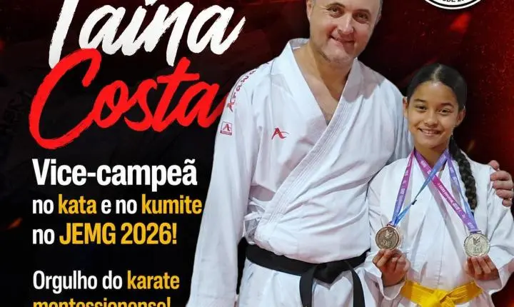 Monte-sionense Tainá V. Costa conquista duas medalhas de prata nos Jogos Escolares de Minas Gerais