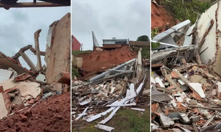 Nove pessoas seguem fora de casa após deslizamento de terra atingir imóveis em Jacutinga, MG