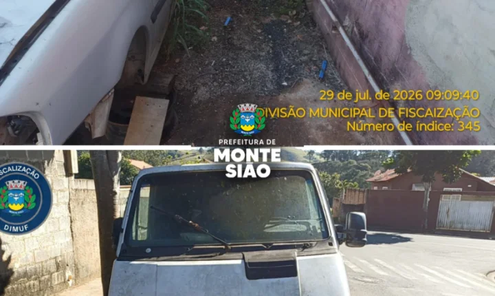 Prefeitura de Monte Sião intensifica fiscalização e remoção de veículos abandonados em vias e calçadas