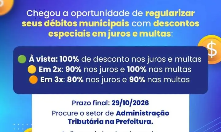 Prefeitura de Monte Sião lança o Refis-ISS 2026 para regularização de dívidas