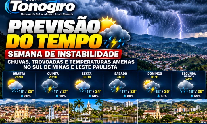 Previsão do tempo: Sul de Minas e Leste Paulista terão semana de instabilidade e possibilidade de chuva no feriado de Finados